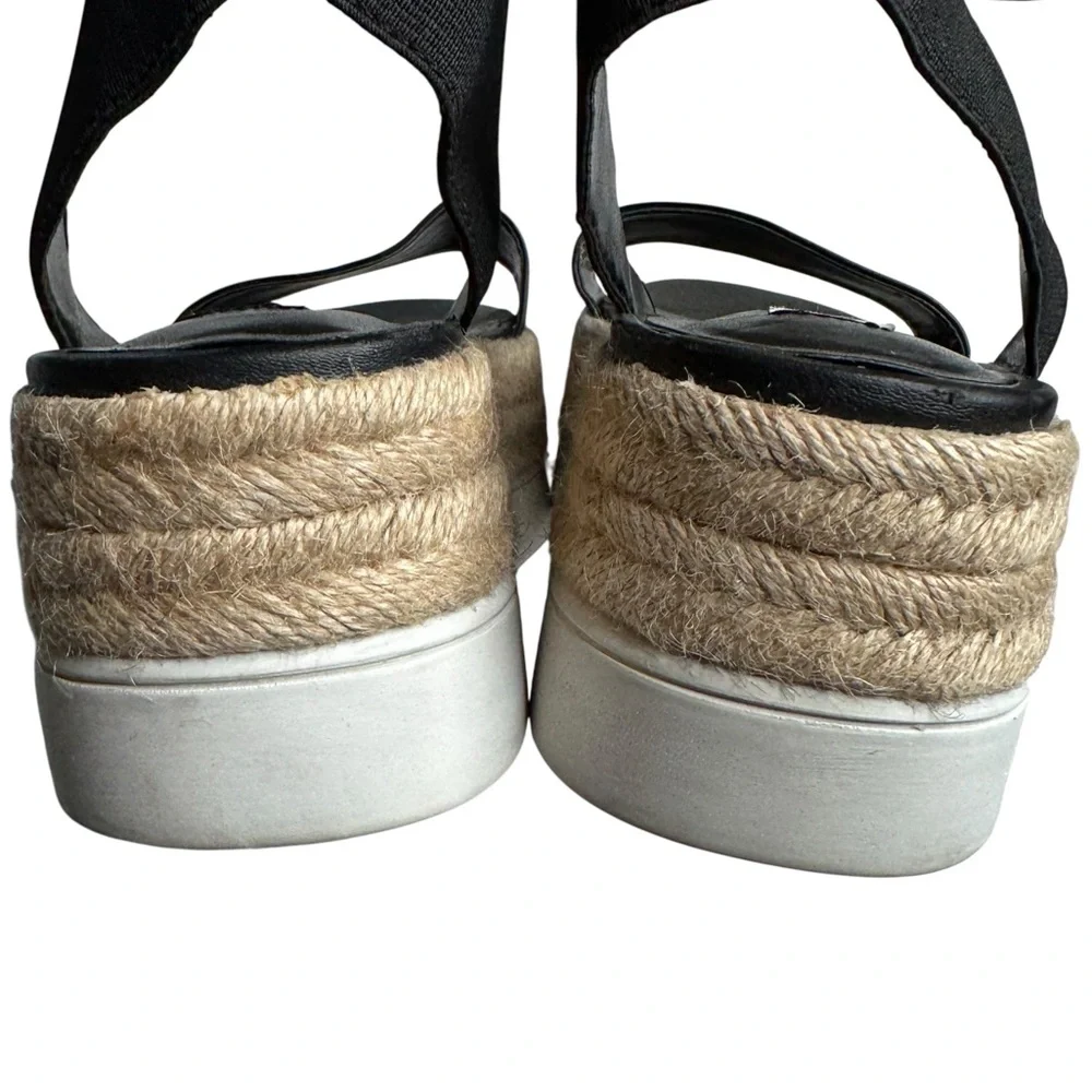 Steve Madden Kylee Flatform Faux Leather Sandals Black‎ Platform Shoes Womens 7